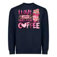 Navy i love you more than coffee valentines day Heavyweight Sweatshirt - OliviaCreatesArt