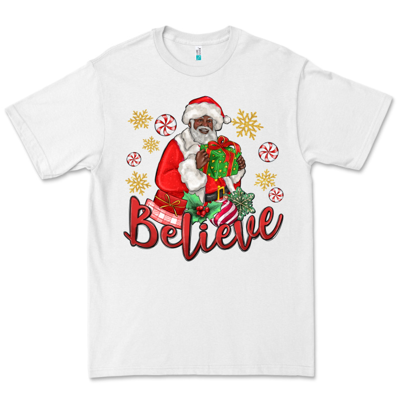 Believe Black Santa Christmas Premium Tee by MaliasSmallBusiness | Teevron