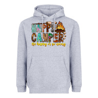 Heather Grey Happy Camper Be Happy Or Go Away Heavyweight Hoodie - CowhideDigitalArt