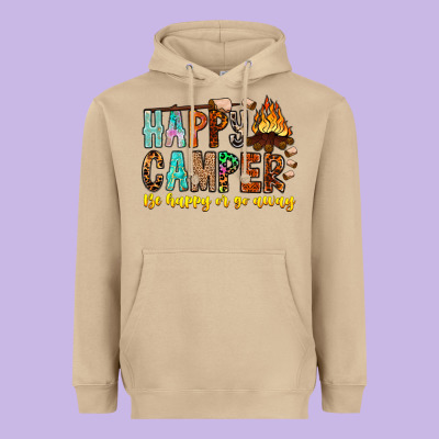 Happy Camper Be Happy Or Go Away Heavyweight Hoodie Designed By Cowhidedigitalart