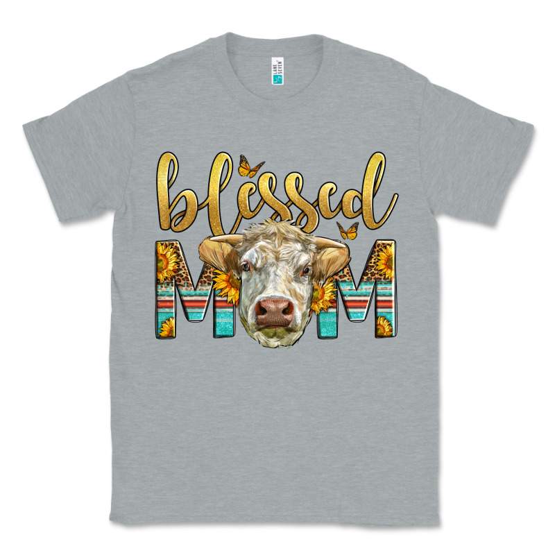 Western Blessed Mom Charolais Bull Classic Tee by LillyAllenDesigns | Teevron