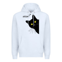 White black cat day halloween black cat meow Premium Hoodie - tuanDangUi