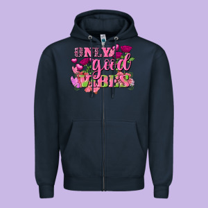 Valentine's Day Only Good Vibes Zipper Hoodie Designed By Fadigitalartstudio