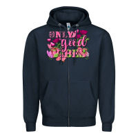 Navy Valentine's Day Only Good Vibes Zipper Hoodie - FaDigitalArtStudio