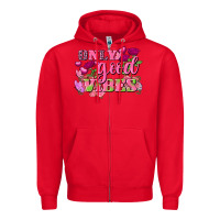 Red Valentine's Day Only Good Vibes Zipper Hoodie - FaDigitalArtStudio