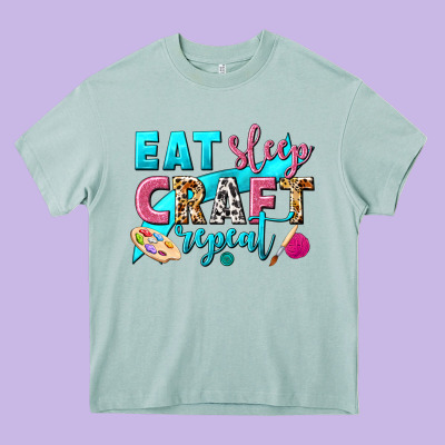 Eat Sleep Craft Repeat Heavy Core Tee Designed By Nancycooperartshop