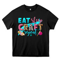 Black eat sleep craft repeat Heavy Core Tee - NancyCooperArtShop