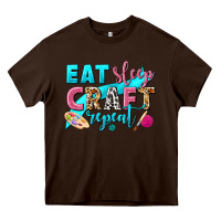 Chocolate Brown eat sleep craft repeat Heavy Core Tee - NancyCooperArtShop