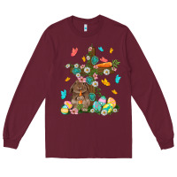 Burgundy Western Rabbit with Cross Easter Day Long Sleeve Tee - HowdyJamesFarm