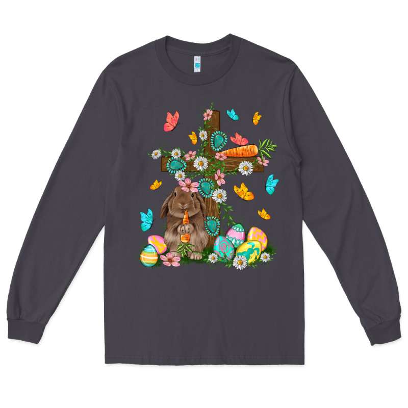 Western Rabbit With Cross Easter Day Long Sleeve Tee by HowdyJamesFarm | Teevron