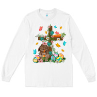 White Western Rabbit with Cross Easter Day Long Sleeve Tee - HowdyJamesFarm