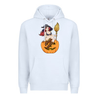 White sexy witch halloween costume blackcraft pumpkin wi Premium Hoodie - tuanDangUi