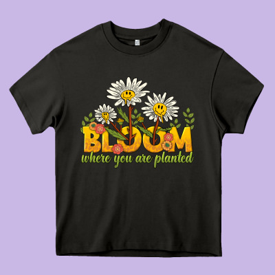 Bloom Where You Are Planted Heavy Core Tee Designed By Nancycooperartshop