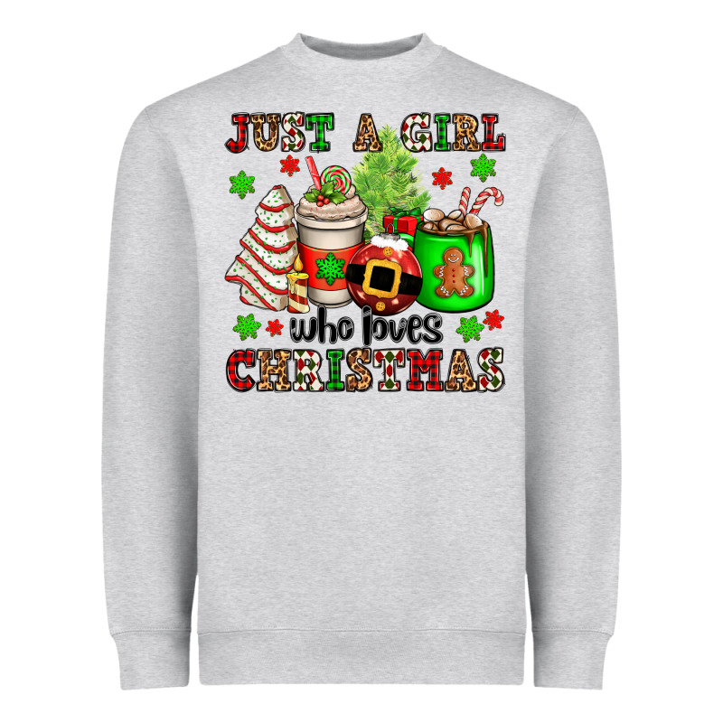Just A Girl Who Loves Christmas Heavyweight Sweatshirt by OliviaCreatesArt | Teevron