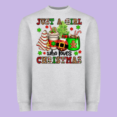 Just A Girl Who Loves Christmas Heavyweight Sweatshirt Designed By Oliviacreatesart