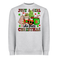 Heather Grey just a girl who loves christmas Heavyweight Sweatshirt - OliviaCreatesArt