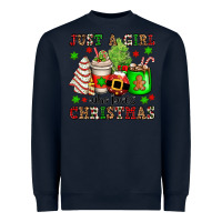 Navy just a girl who loves christmas Heavyweight Sweatshirt - OliviaCreatesArt