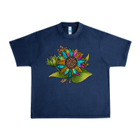 Navy western sunflower Urban Heavy Tee - JahusDesignShop
