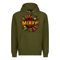 Army Green merry christmas with light sunflower bbs Premium Hoodie - BundleAndBundleShop