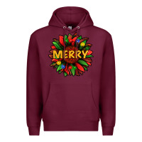 Burgundy merry christmas with light sunflower bbs Premium Hoodie - BundleAndBundleShop