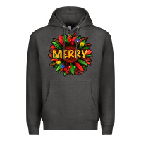 Charcoal Heather merry christmas with light sunflower bbs Premium Hoodie - BundleAndBundleShop