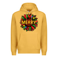 Mustard merry christmas with light sunflower bbs Premium Hoodie - BundleAndBundleShop