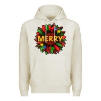Oatmeal Heather merry christmas with light sunflower bbs Premium Hoodie - BundleAndBundleShop