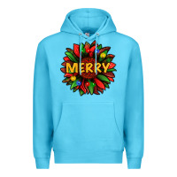 Ocean Blue merry christmas with light sunflower bbs Premium Hoodie - BundleAndBundleShop