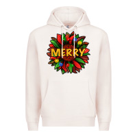 Pale Pink merry christmas with light sunflower bbs Premium Hoodie - BundleAndBundleShop