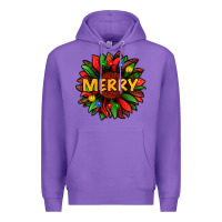 Purple merry christmas with light sunflower bbs Premium Hoodie - BundleAndBundleShop