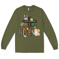 Army Green He is risen Easter Day Long Sleeve Tee - HowdyJamesFarm