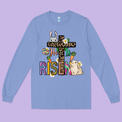 He Is Risen Easter Day Long Sleeve Tee Designed By Howdyjamesfarm