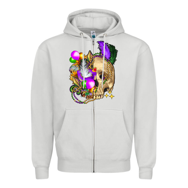 Mardi Gras Skull Zipper Hoodie by FaDigitalArtStudio | Teevron
