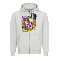 Dove Grey mardi gras skull Zipper Hoodie - FaDigitalArtStudio