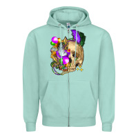 Seafoam mardi gras skull Zipper Hoodie - FaDigitalArtStudio