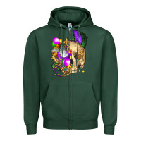 Sports Green mardi gras skull Zipper Hoodie - FaDigitalArtStudio