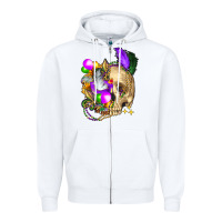 White mardi gras skull Zipper Hoodie - FaDigitalArtStudio