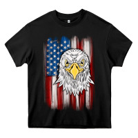 Black American flag eagle Heavy Core Tee - MaliasSmallBusiness