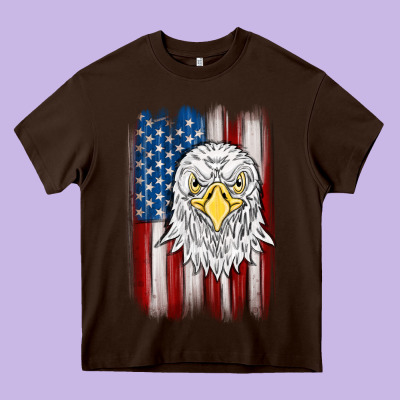 American Flag Eagle Heavy Core Tee Designed By Maliassmallbusiness