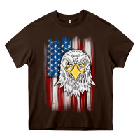 Chocolate Brown American flag eagle Heavy Core Tee - MaliasSmallBusiness