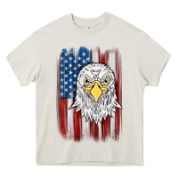 Cream American flag eagle Heavy Core Tee - MaliasSmallBusiness