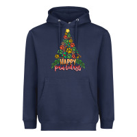 Navy paw print christmas tree Heavyweight Hoodie - CowhideDigitalArt