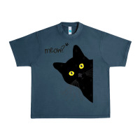Midnight Navy black cat day halloween black cat meow Urban Heavy Tee - tuanDangUi