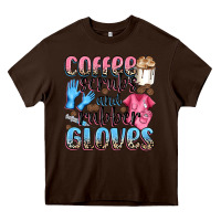 Chocolate Brown coffee scrubs and rubber gloves Heavy Core Tee - NancyCooperArtShop