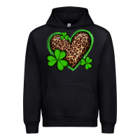 St Patricks Day Leopard Heart With Shamrocks Urban Hoodie | Teevron