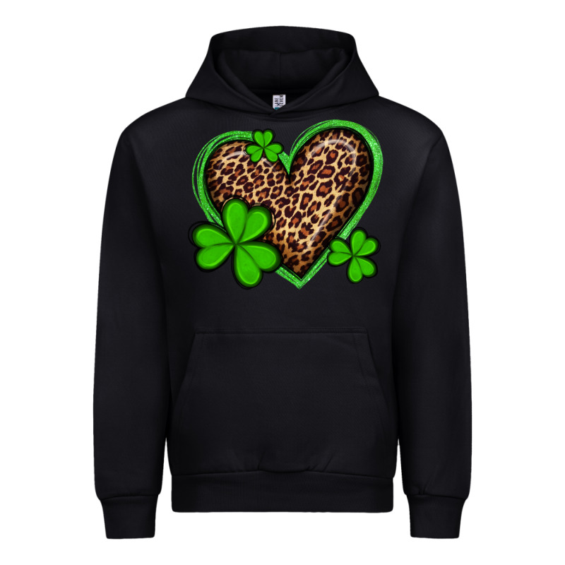 St Patricks Day Leopard Heart With Shamrocks Urban Hoodie by Artiststas | Teevron