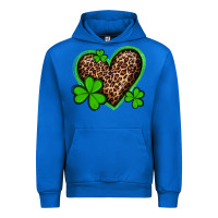 Cobalt st patricks day leopard heart with shamrocks Urban Hoodie - Artiststas