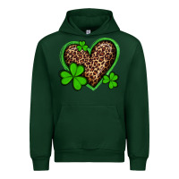 Forest Green st patricks day leopard heart with shamrocks Urban Hoodie - Artiststas