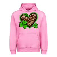 Fuchsia Pink st patricks day leopard heart with shamrocks Urban Hoodie - Artiststas