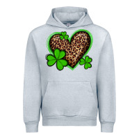 Heather Grey st patricks day leopard heart with shamrocks Urban Hoodie - Artiststas